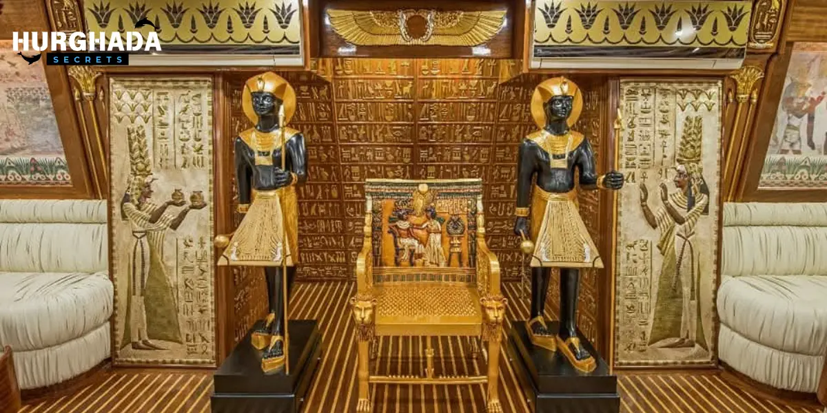 Pharaonic statues inside the ship