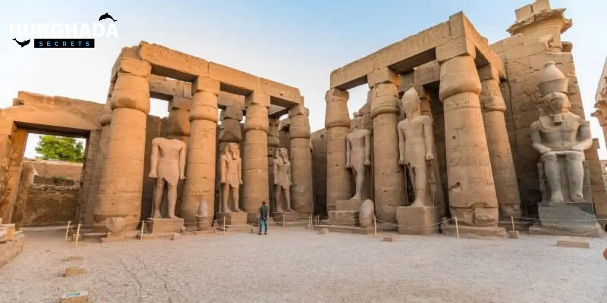 Wide-angle shot of Karnak Temple’s massive columns and ruins